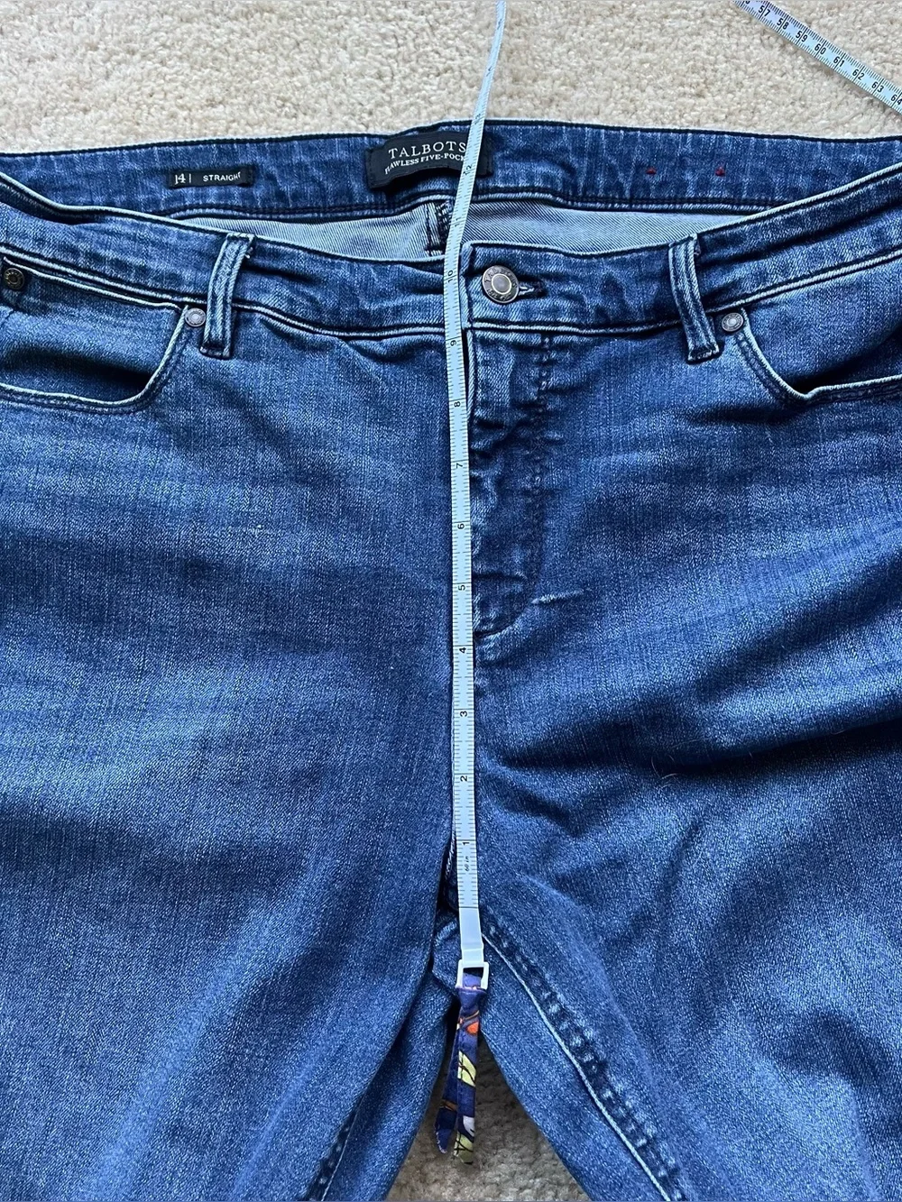 🌻Talbots Women's Flawless Five-Pocket Straight Blue Denim Jeans - 14 - VGUC